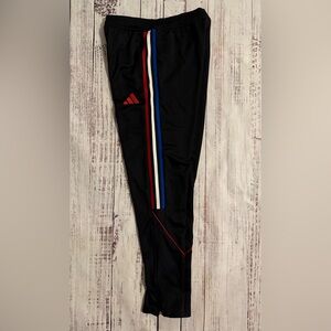 Adidas Tiro 23 Athletic Soccer Training Pants Black red White Blue Stripe 13-14y